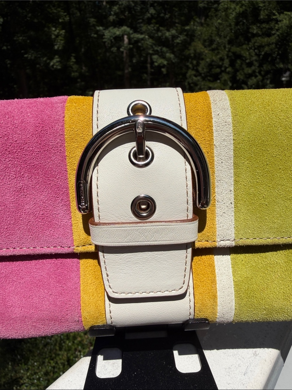 Coach Soho Wristlet/Clutch Multicolor Suede Striped, Leather Trim *VINTAGE* 2003 - Picture 11 of 17